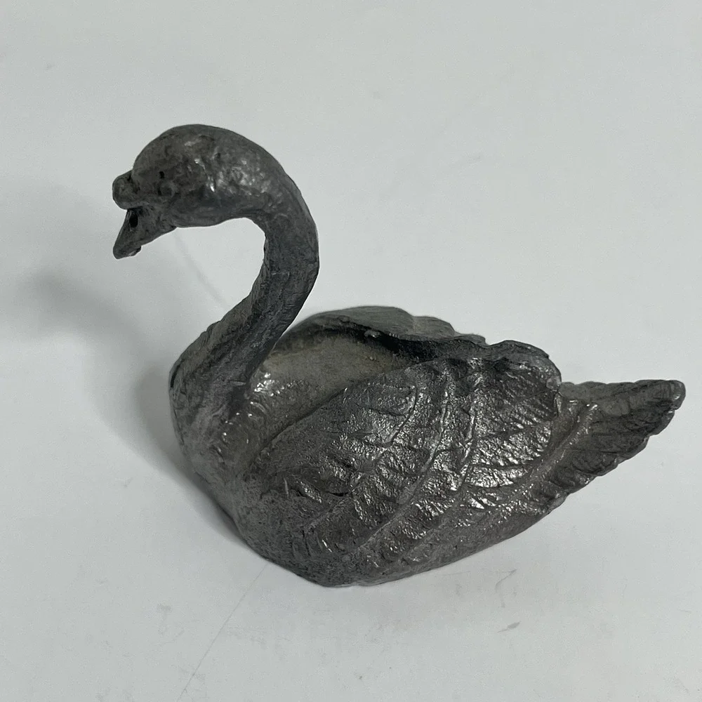 Vintage Pewter Swan /Goose Figurine Handcrafted USA 2.5